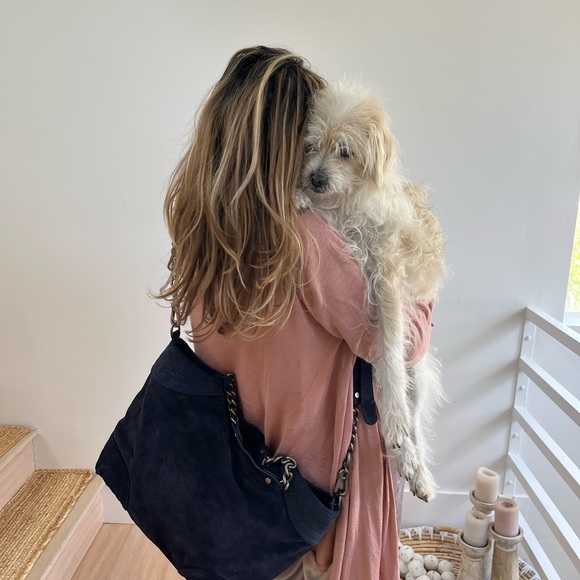 Free People NWTBBlue Suede Shopper Tote Crossbody Bag Elevate Day to Evening 🌈 - Picture 7 of 14